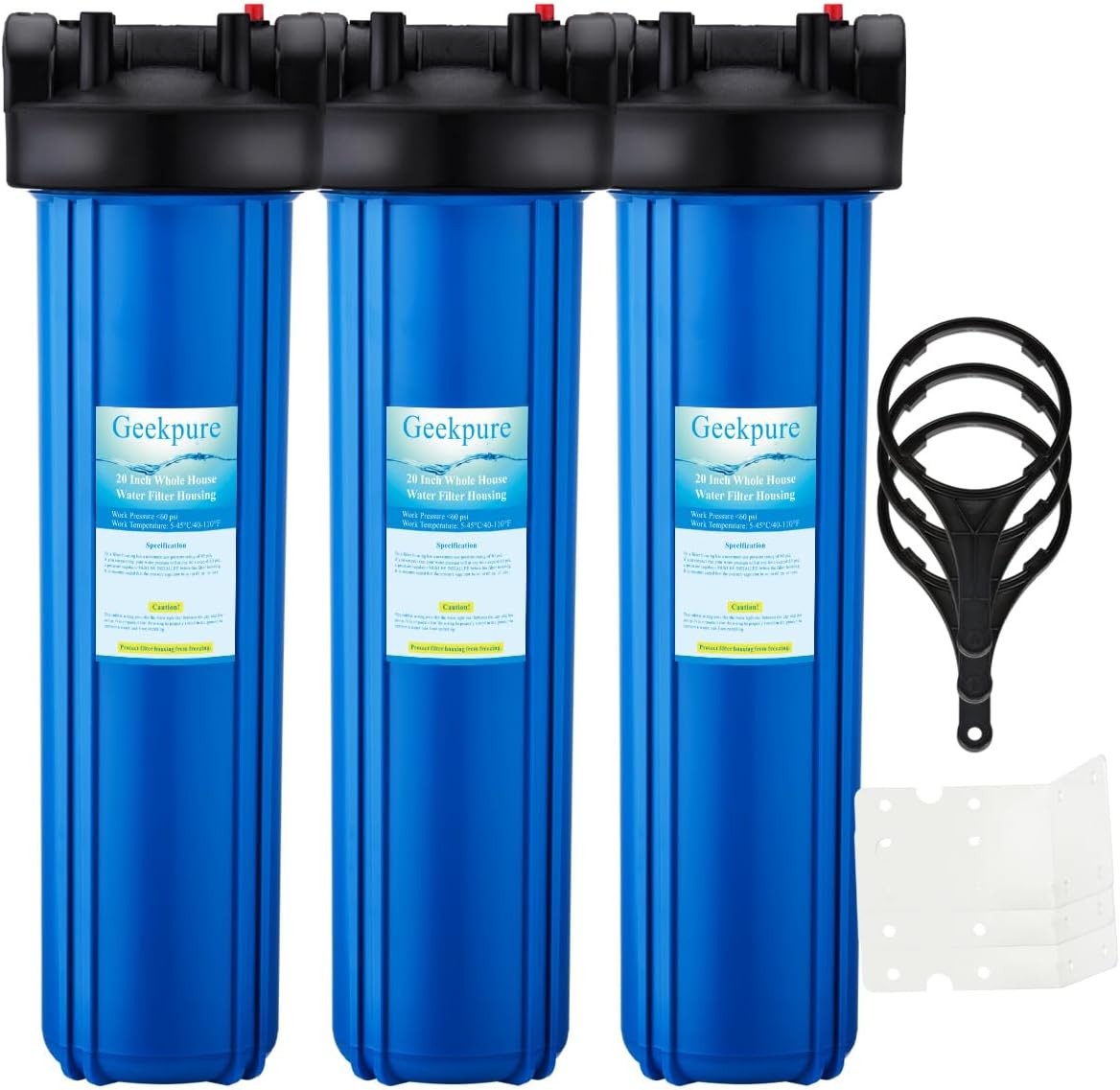 Geekpure 20in Whole House Water Filter Housing 3/4in Port for 4.5x20in Filters
