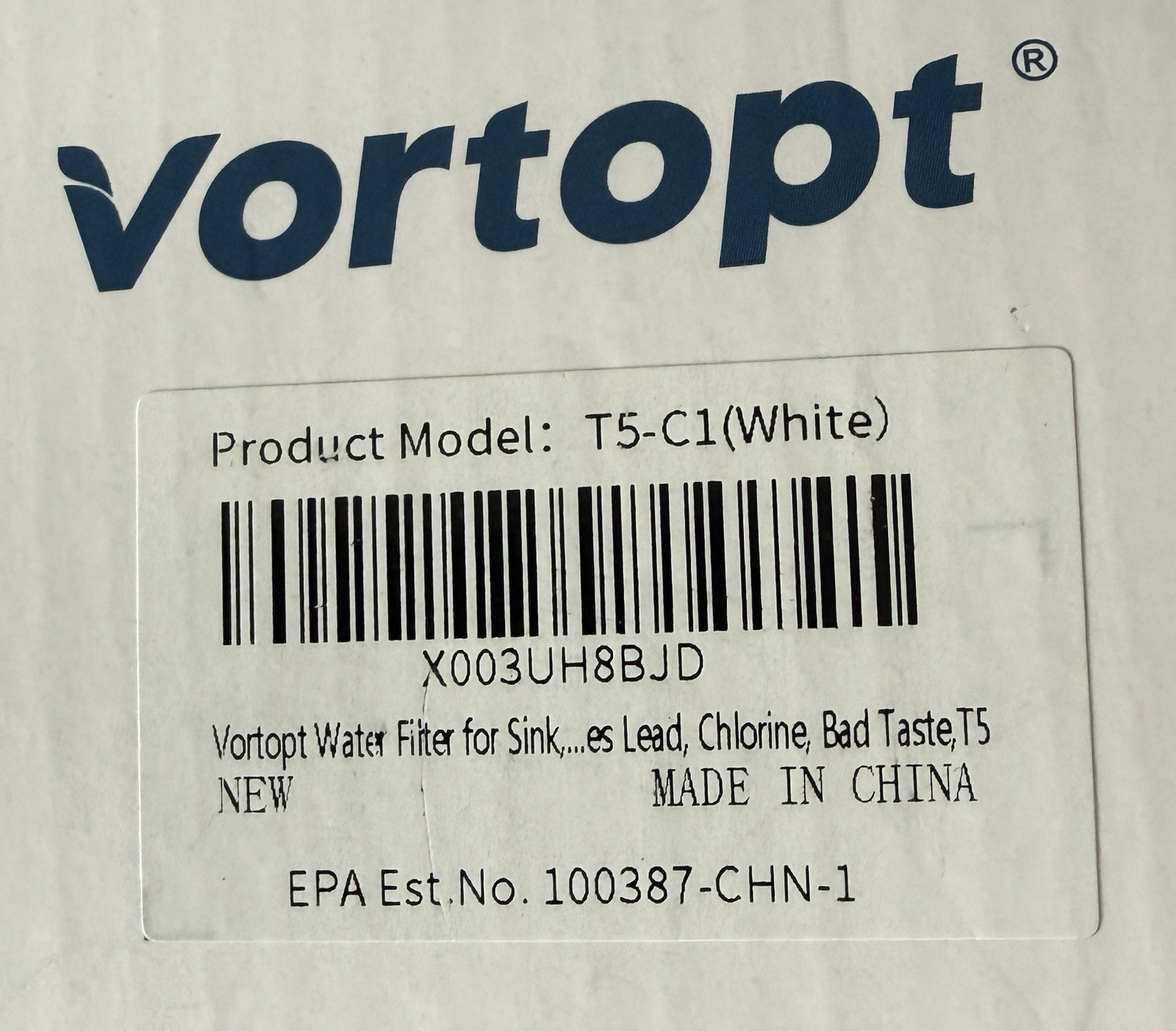 Vortopt Faucet Water Purifier T5(White) Activeted Carbon Rod,360 G Capacity