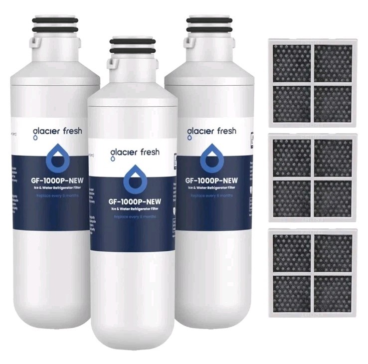 3 Pcs Glacier Fresh LT1000PC Replacement Water Filter w/3 PCS LT120F Air Filter
