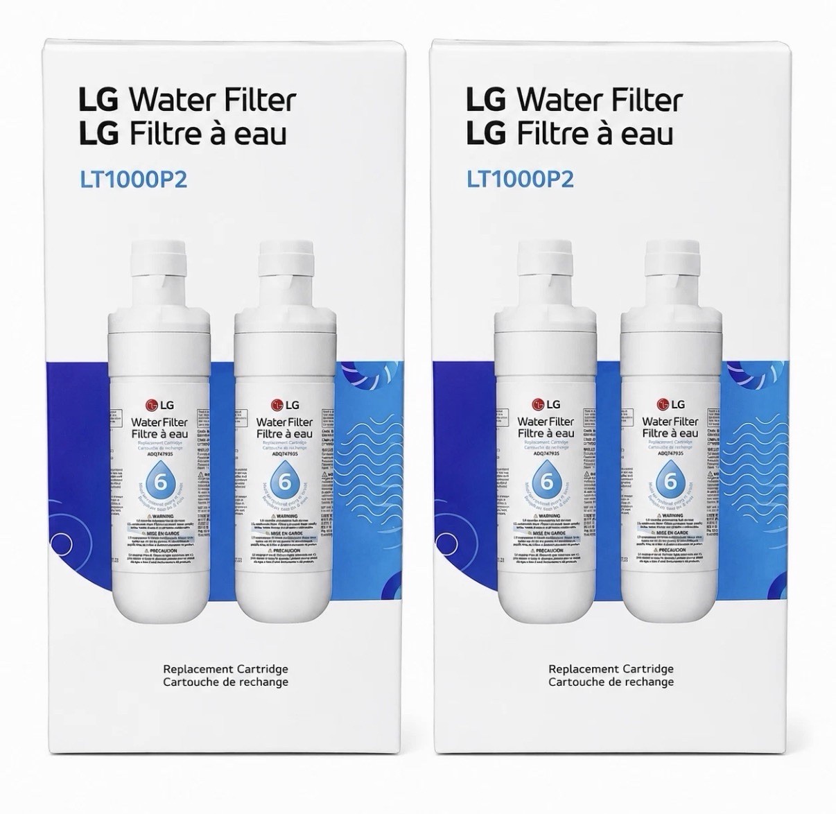 2 Pk X2 (4 Total) Genuine LG LT1000P2 Replacement Water Filters – New, Sealed