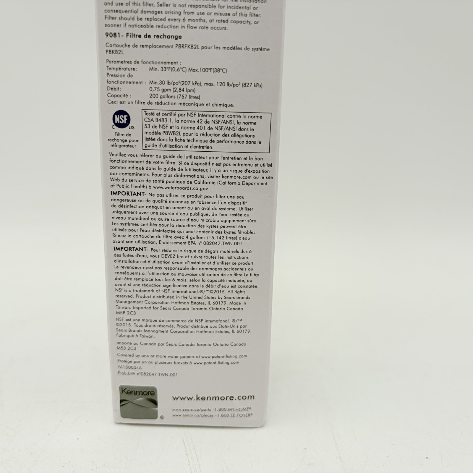 1 Pack Kenmore 9081 Replacement Refrigerator Water Filter 46-9081 NEW