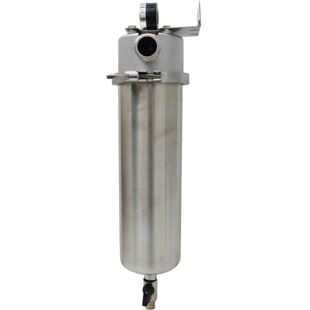 17″ Water Filter Housing 40um Screen +Water Pressure Gauge 1″ NPT 8 Ton/h 58psi