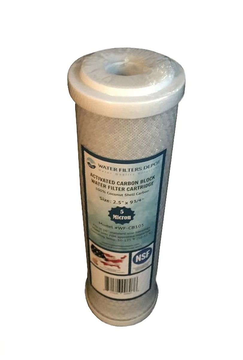 WFD, WF-CB105 2.5-inch x 9-3/4-inch Activated Carbon Block Water Filter Cartr…