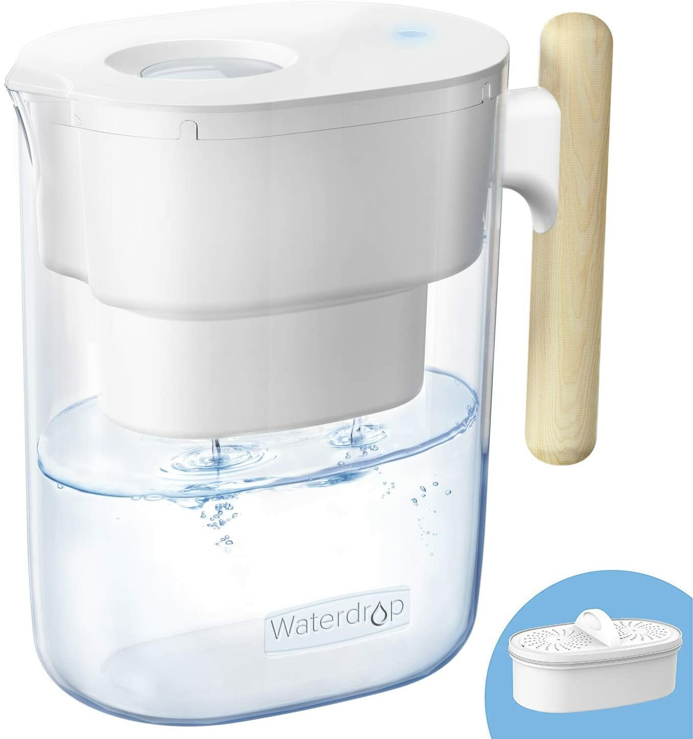 Waterdrop Chubby 10-Cup Water Filter Pitcher with 1 Filter, Long-Lasting 200 gal