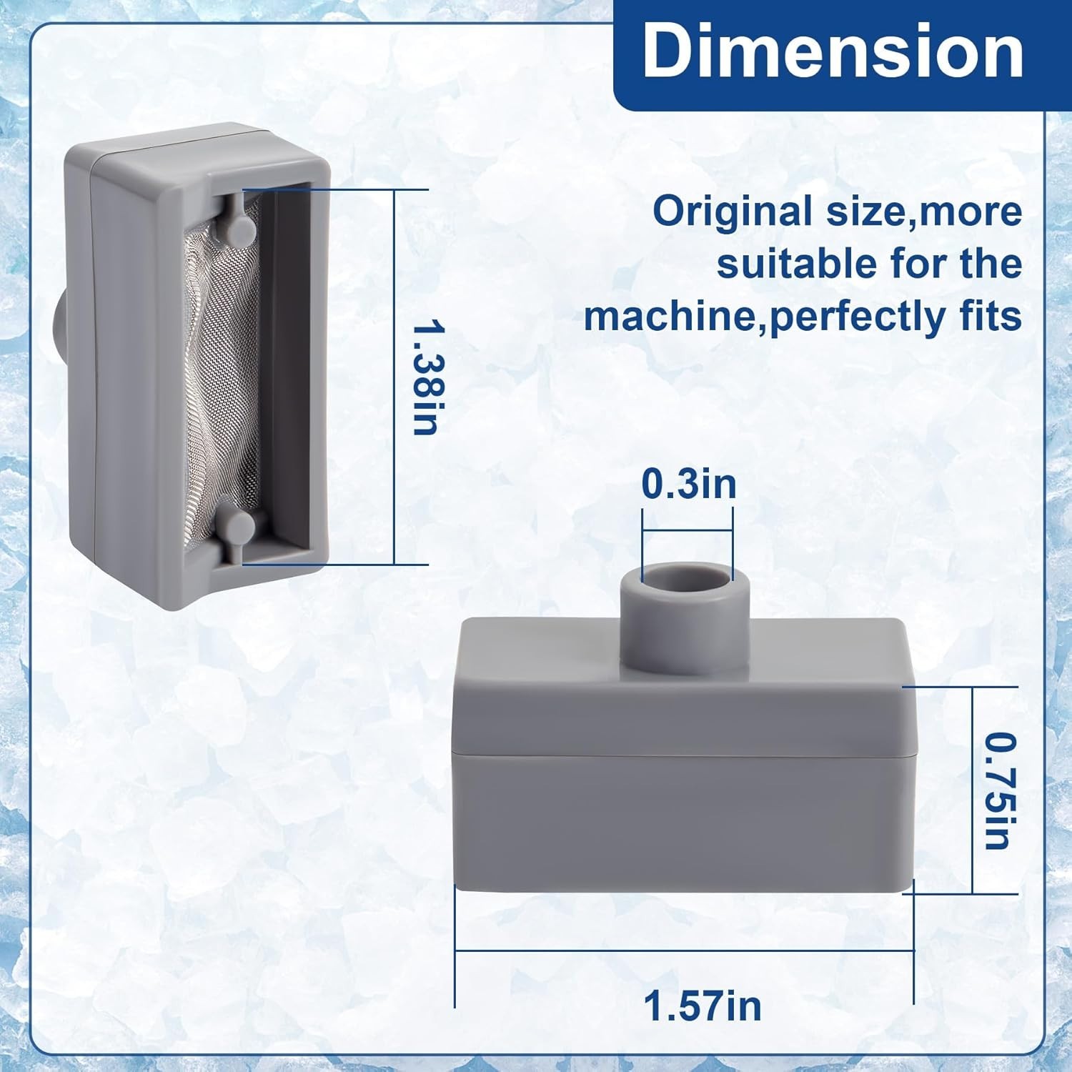 Ice Maker Filter Replacement Cartridge Gray 2 Pack Compatible Opal 1.0 2.0