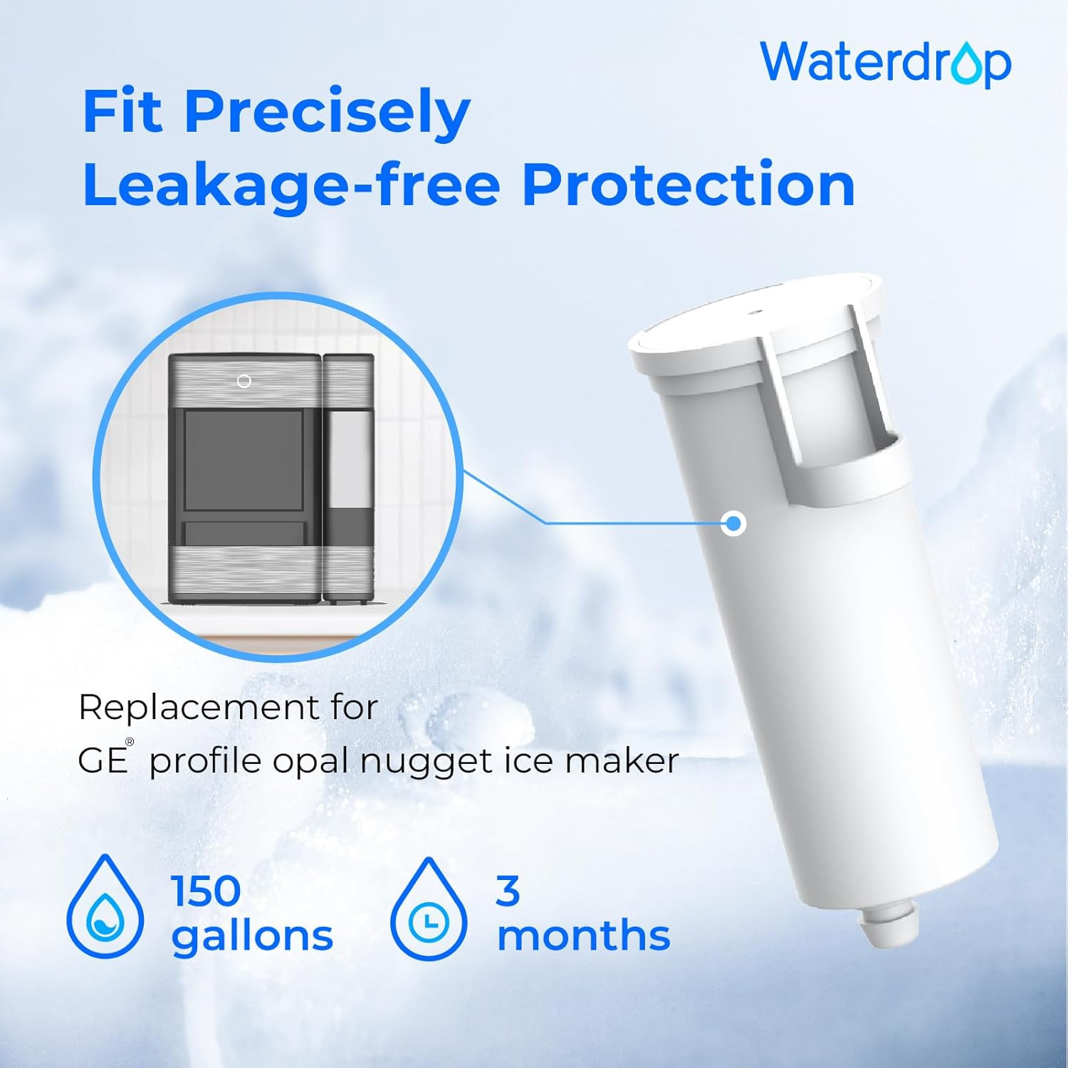 Replacement for GE® Profile Opal Nugget Ice Maker Water Filter, P4INKFILTR, Wit
