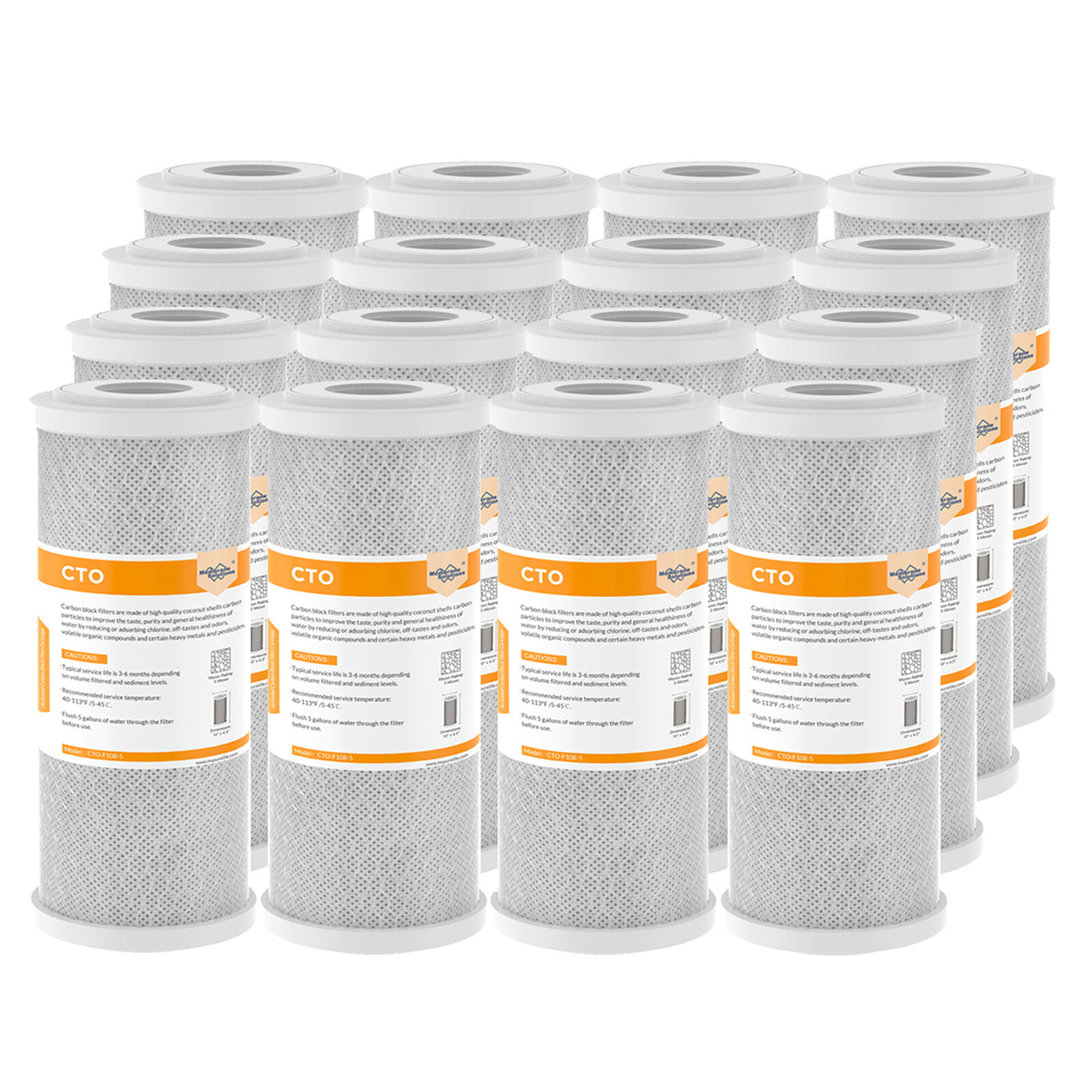 9-16 Pack 4.5″x10″ Coconut Shell CTO Carbon Block Water Filter Whole House 5μm