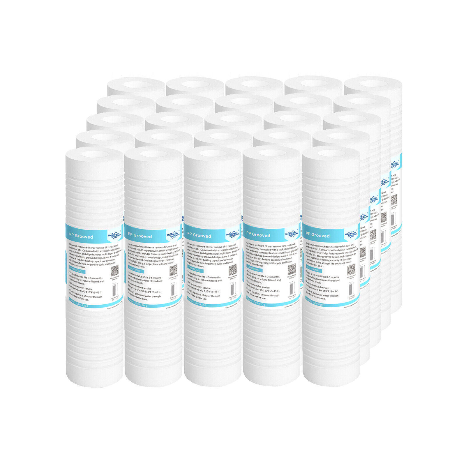 1 Micron 10″x2.5″ Grooved Sediment Water Filter Whole House Replacement 4-25Pack