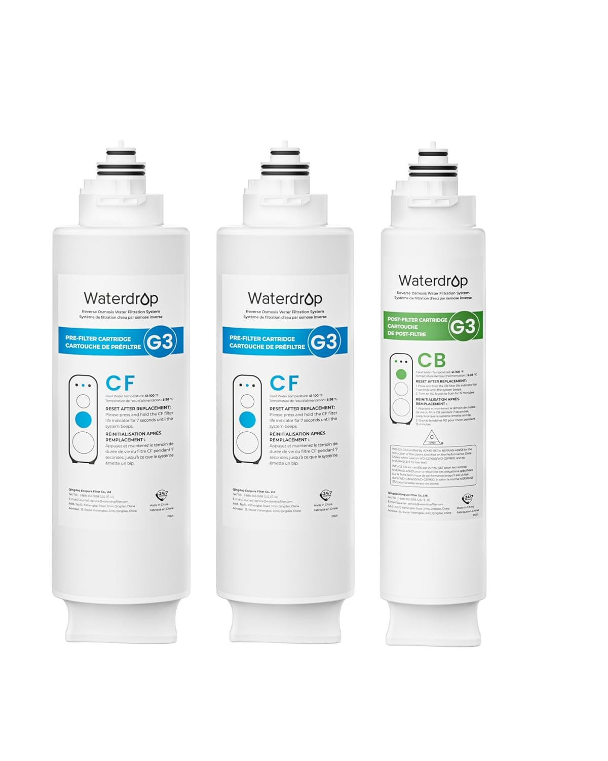 G3-2CFCB Filter, Replacement for G3-W & G3P600 & G3P800 Reverse Osmosis System,
