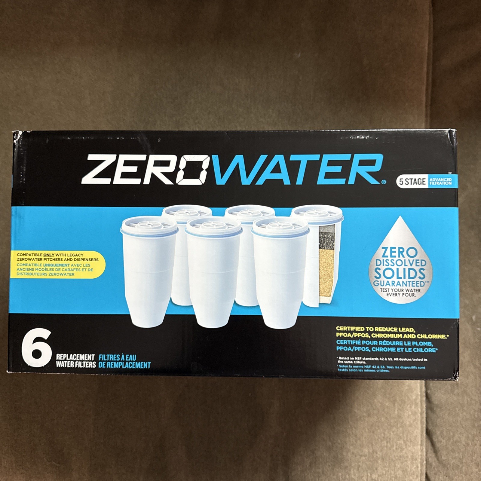 ZeroWater Replacement Water Filters 6-Pack BPA Free 5 Stage Brand New ZR-006