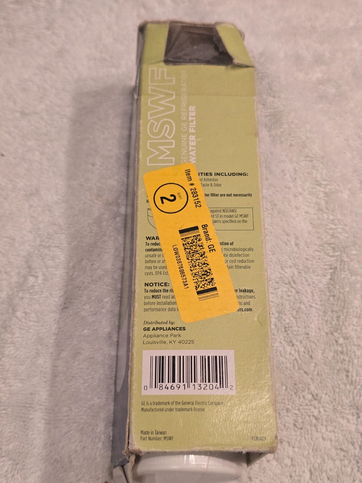 GE MSWF Refrigerator Water Filter Genuine OEM SmartWater Filter Cartridge 1 Pack