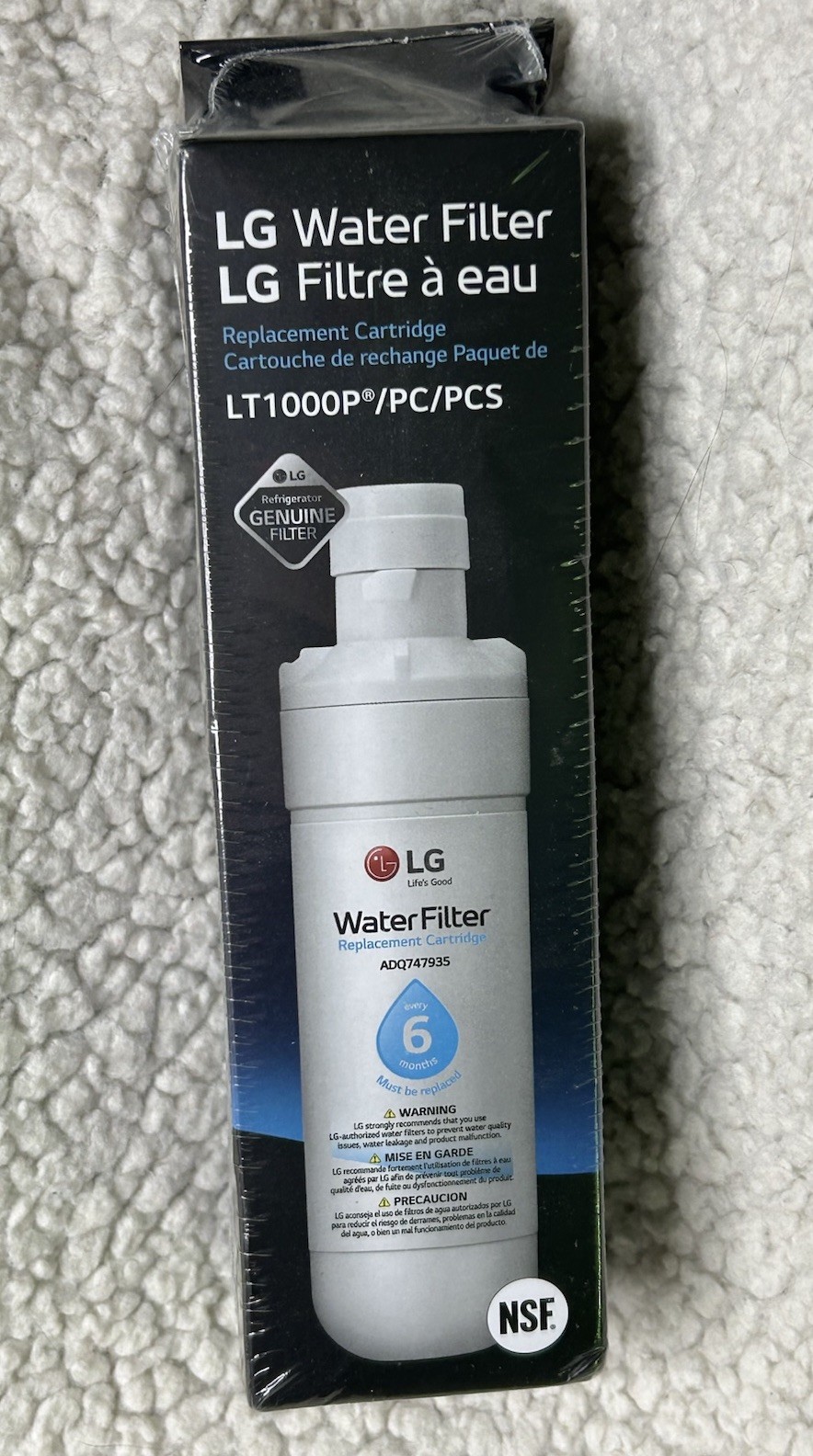 LG LT1000P Refrigerator Water Filter White, New In Box Sealed