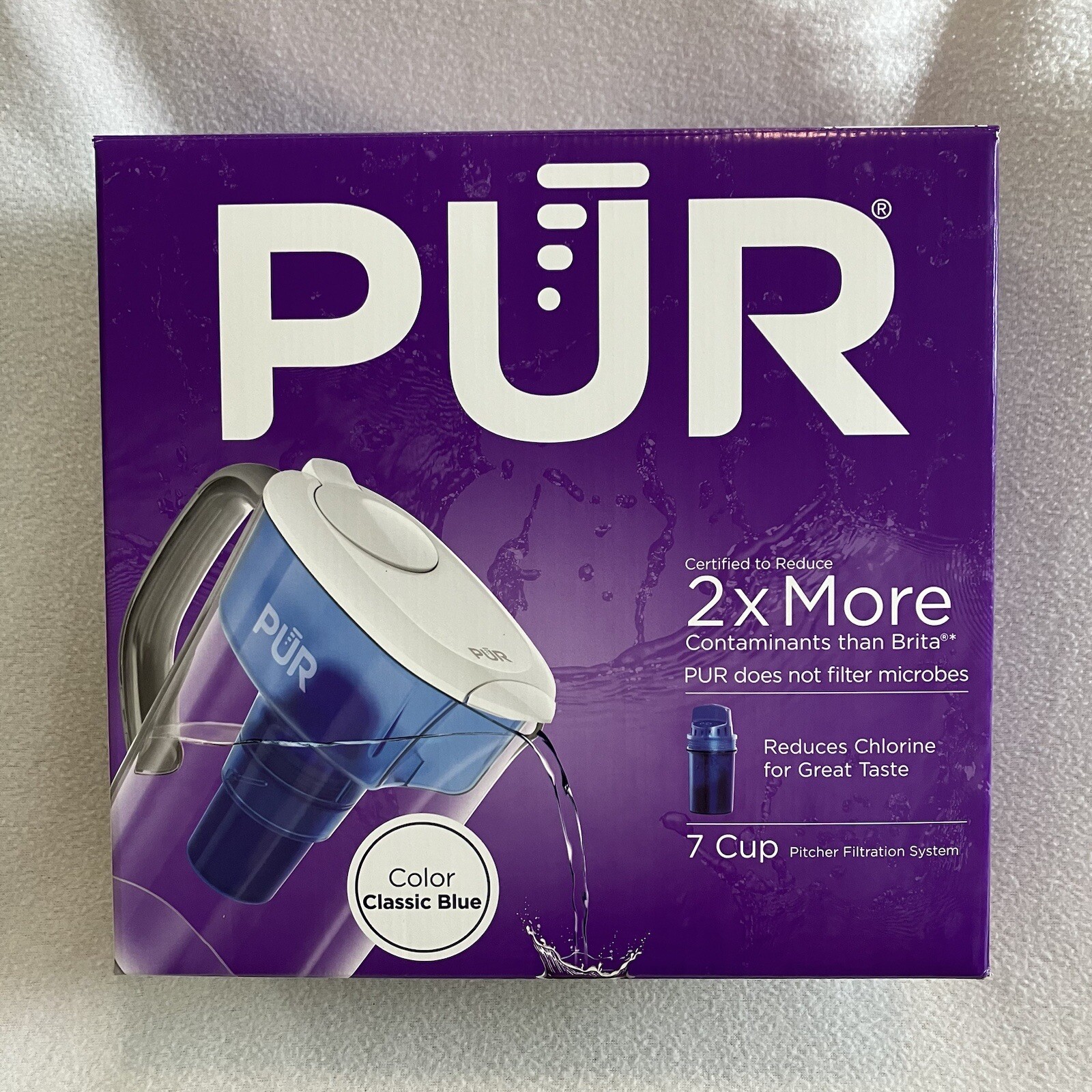 PUR 7 Cup Pitcher Filtration System, White and Blue, PPT700W – New