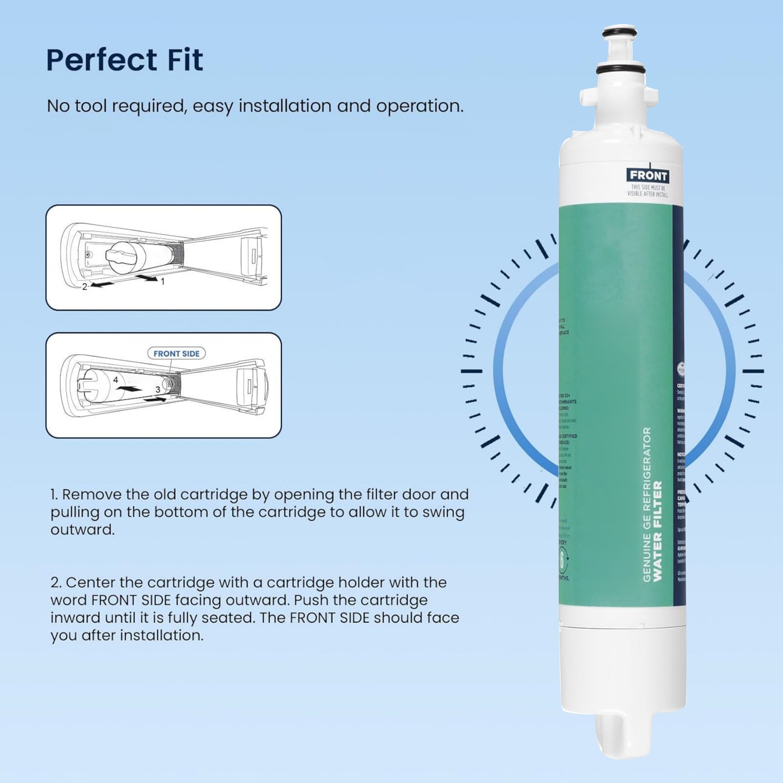 For GE RPWFE Water Filter Replacement For Refrigerator No Chip Easy Installation