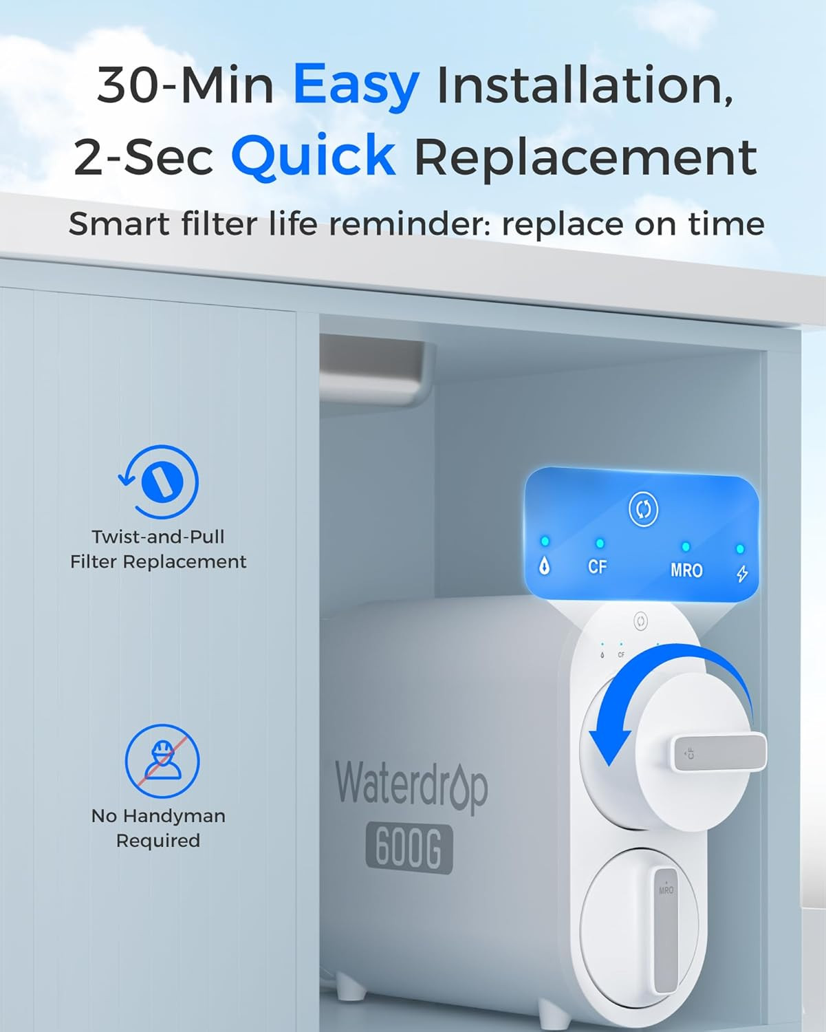 G2CF Filter, Replacement for G2 & G2P600 & G2MNR Reverse Osmosis System, 12-Mont