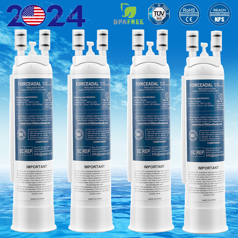 1-2-3-4pack Replacement For Frigidaire FPPWFU01 Water & Ice Refrigerator Filter