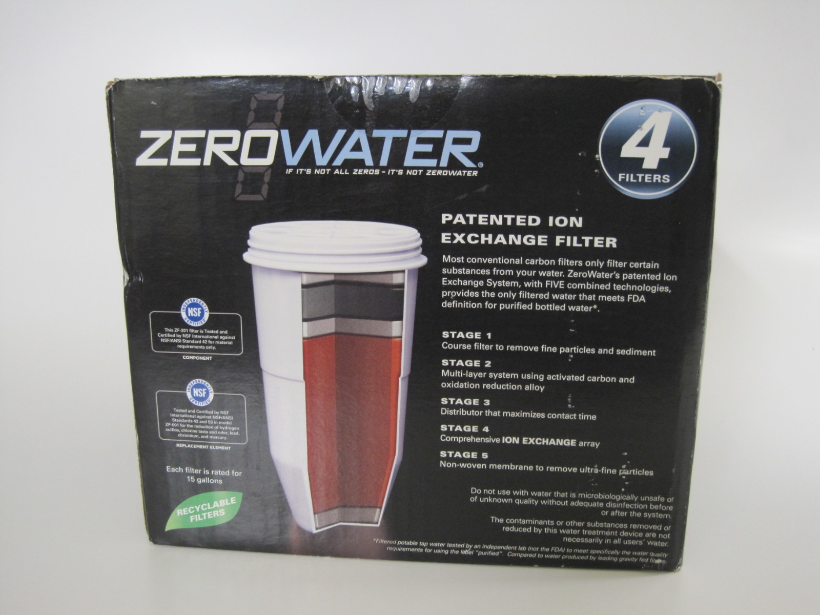 Zero Water 5 Stage Advanced Filtration 4 Pack Replacement Water Filters