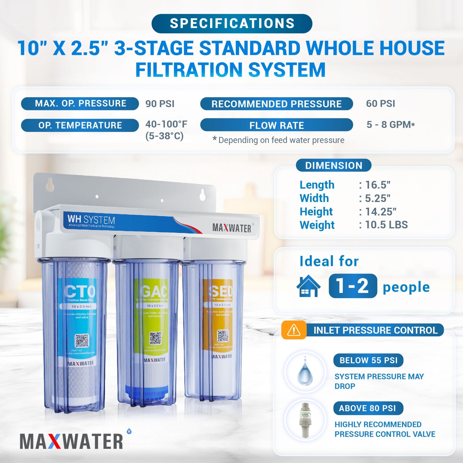 3 Stage Whole house water filter Sediment Carbon Filter