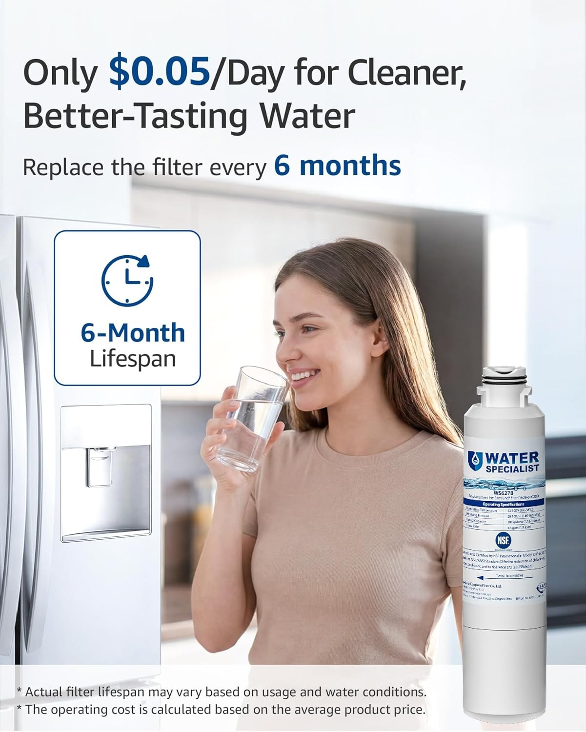 Waterspecialist replacement for Samsung DA29-00020B Refrigerator Water Filter,3P