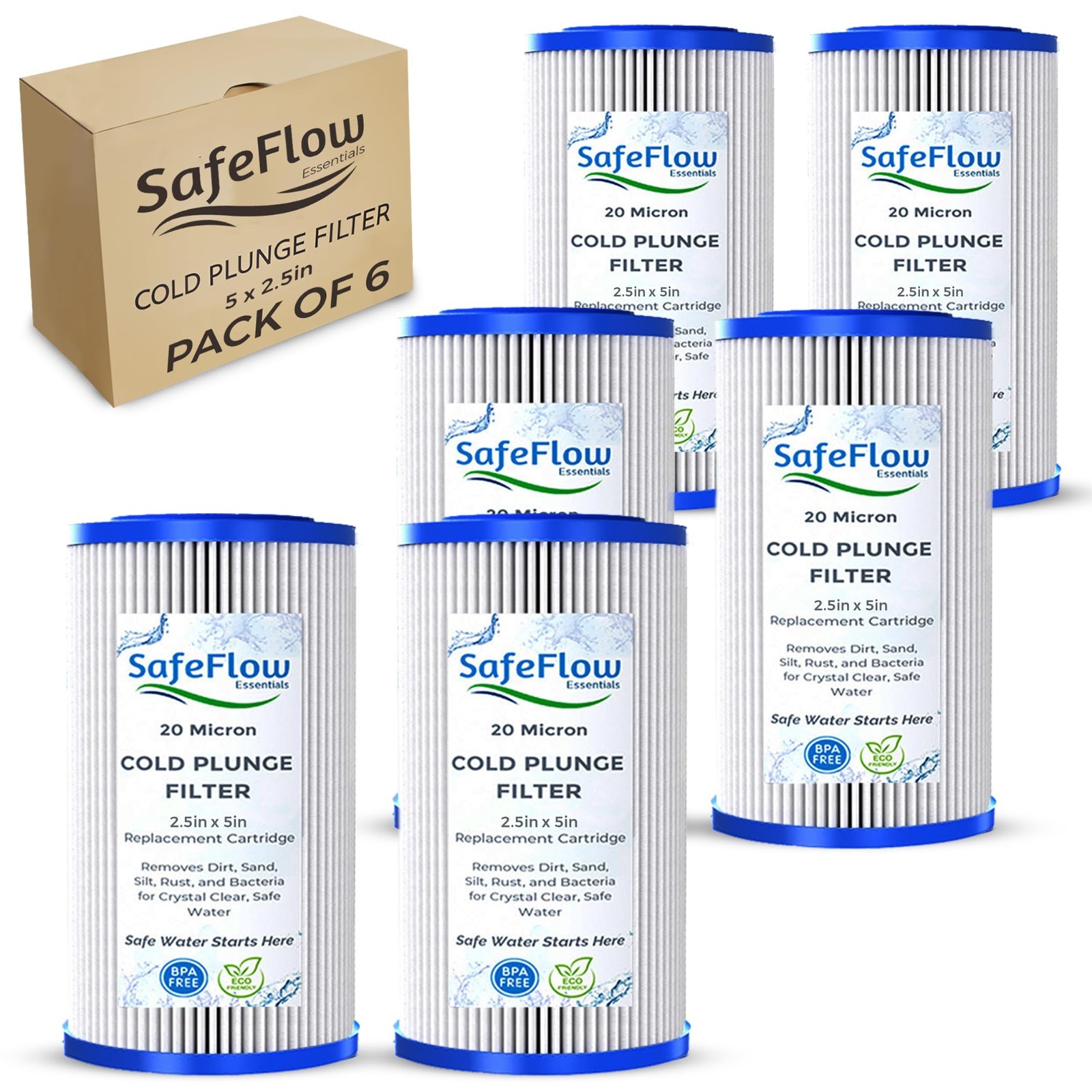 5″ x 2.5″ Cold Plunge Filter 20 Micron – Ice Water Chiller & Sink System Compati