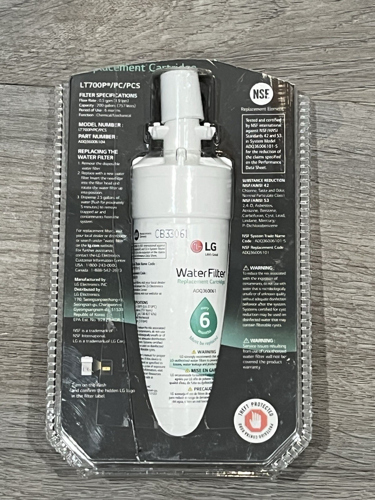 1 LG LT1000P/PC/PCS Refrigerator Water Filter Open Box New
