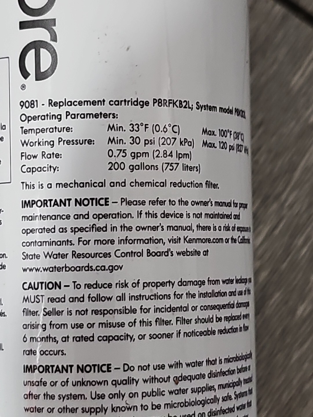 Kenmore 9081 46-9081 46-9930 Refrigerator Water Filter Replacement