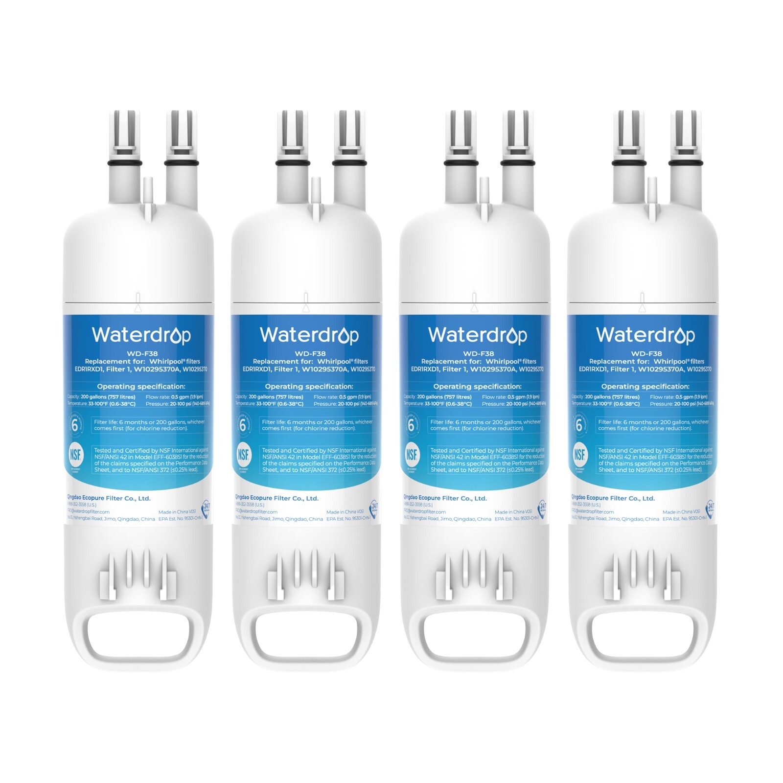Waterdrop Refrigerator Filter, Replacement for Kenmore®46-9081, 46-9930, 4 Pack
