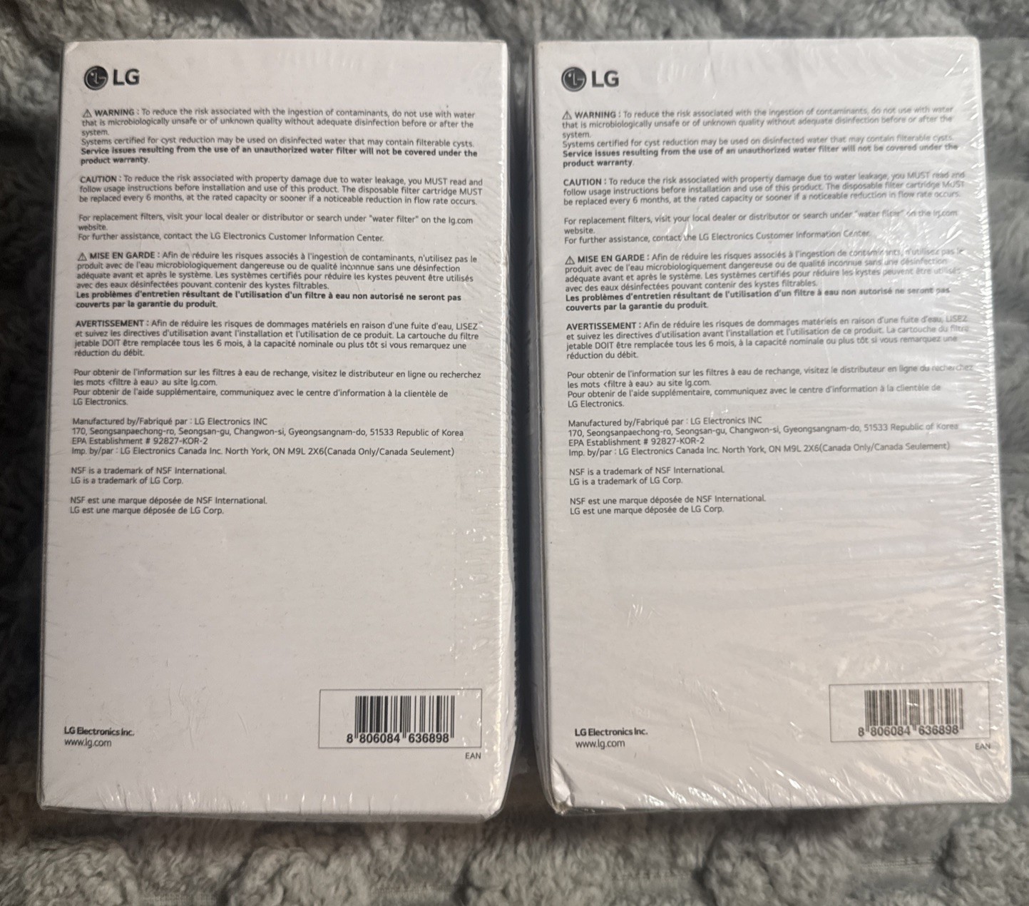 4 Pack Genuine LG Water Filters LT1000P2 New & Sealed