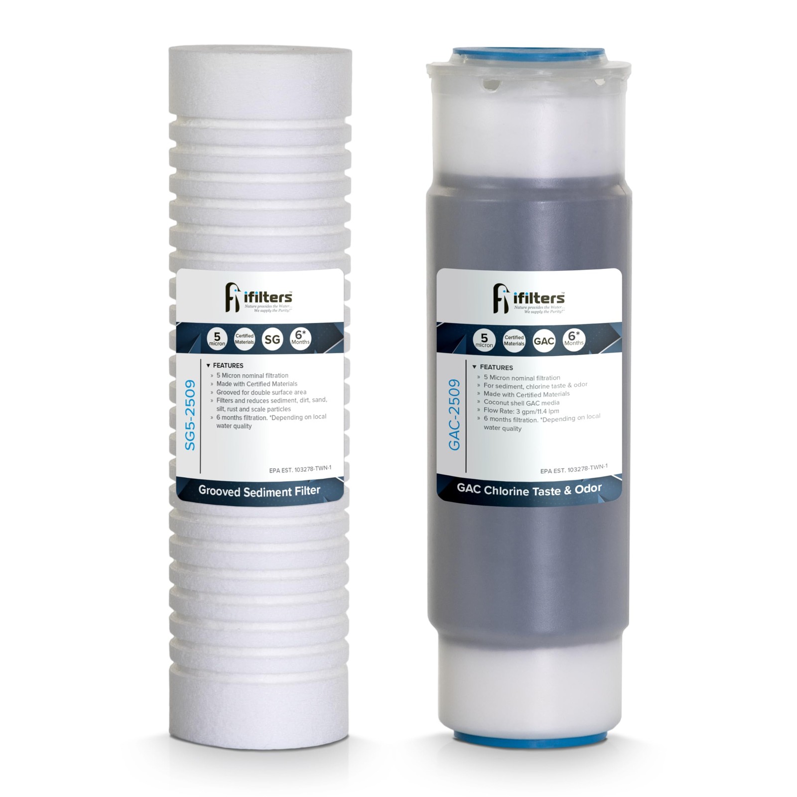 2-Stage Whole House Water Filter System – Sediment and CTO Water Filter Cartr…