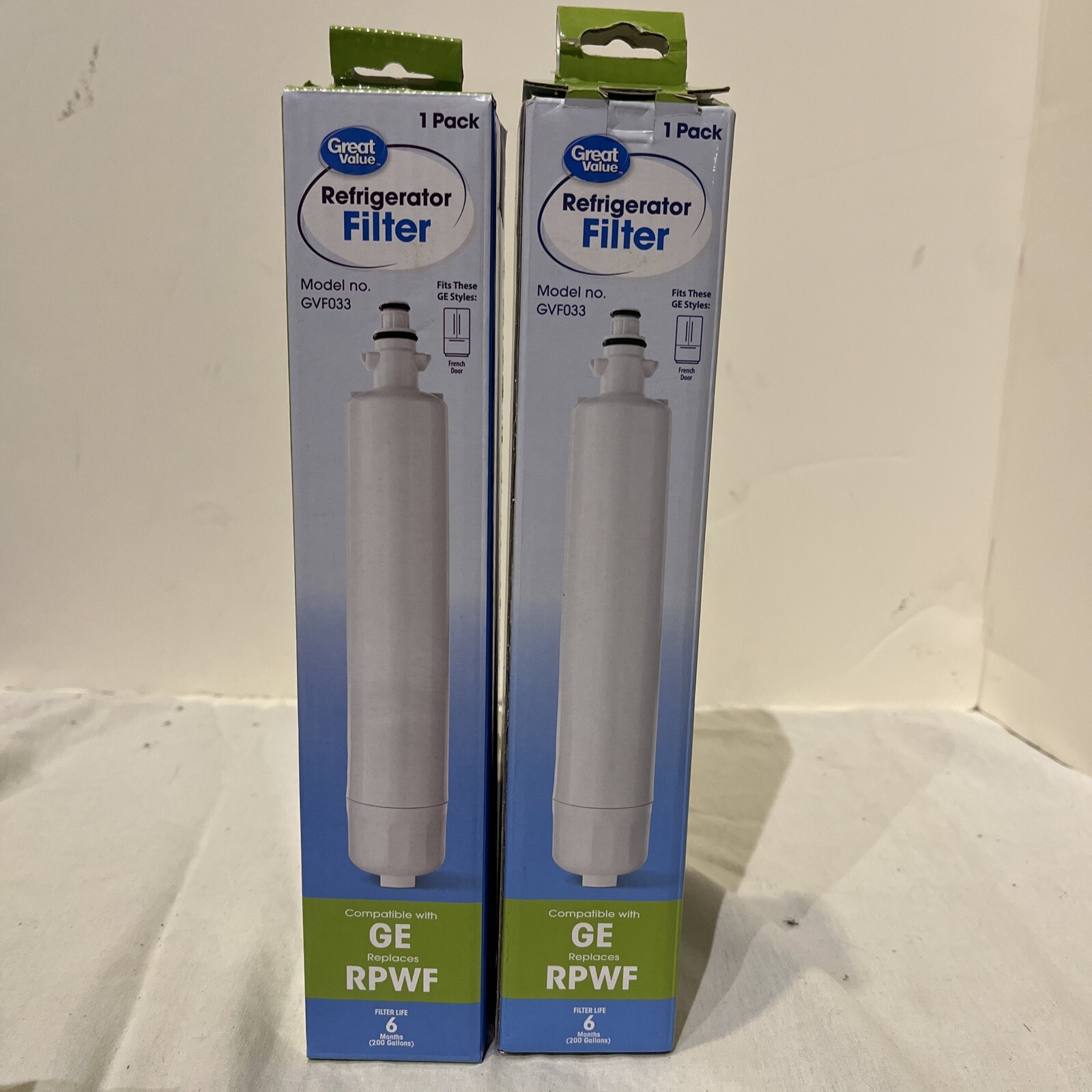 (2) Great Value Refrigerator Water Filter Replaces Model RPWF 6 months 200 gal