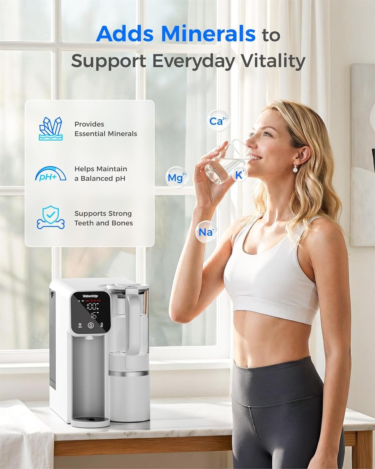 Waterdrop M6SL Mineral Reverse Osmosis System, Extra White Filter Pitcher