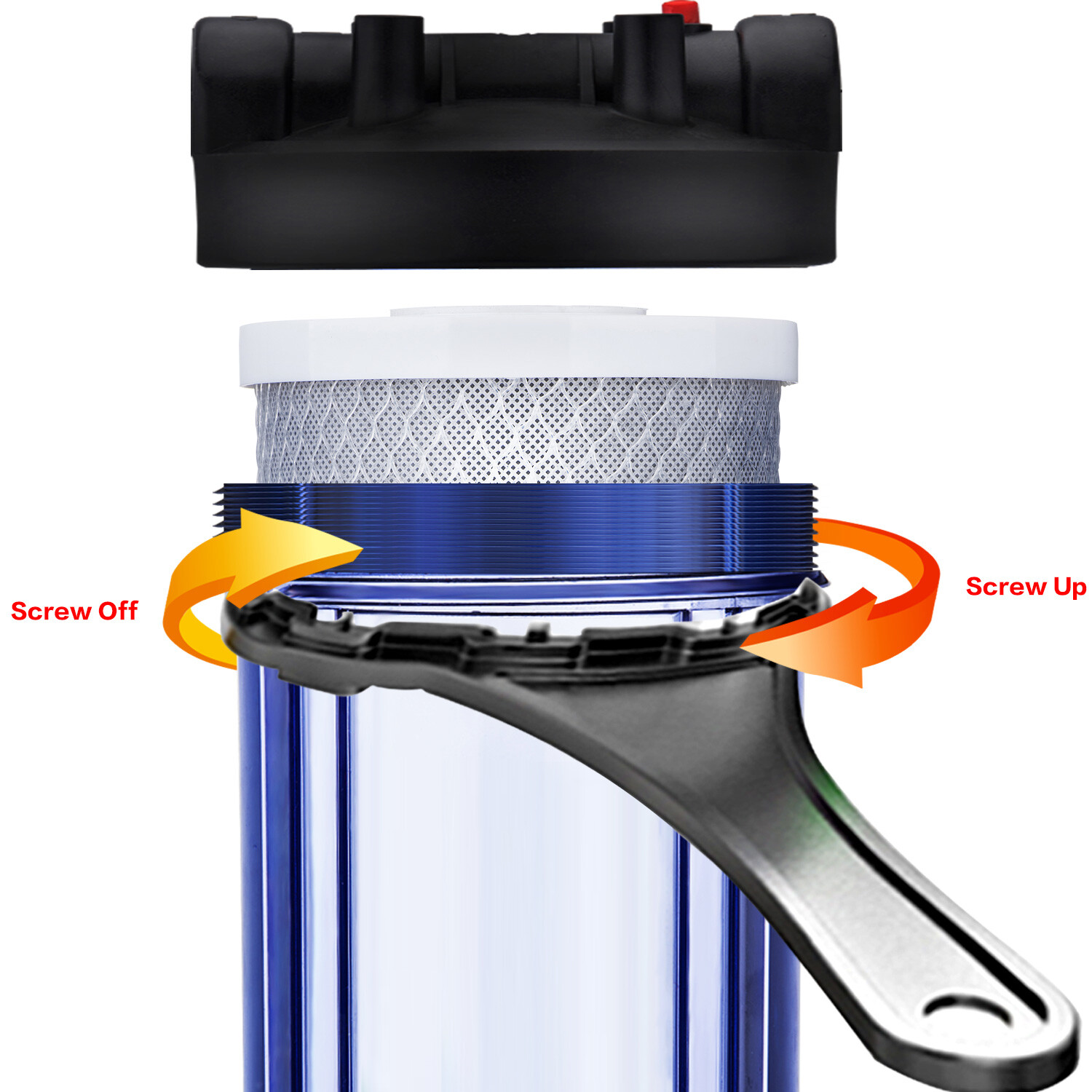 Geekpure 10 Inch Whole House Water Filter Housing 1″NPT Fit 4.5″ x 10″ Filters