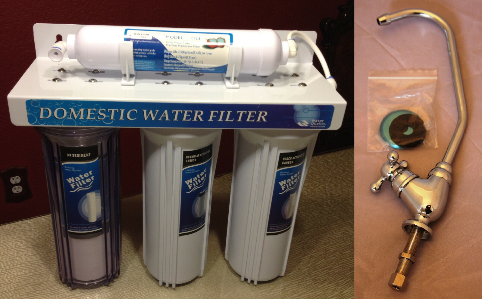 Under Sink Four Stage Domestic Water Filter System with Premium Faucet