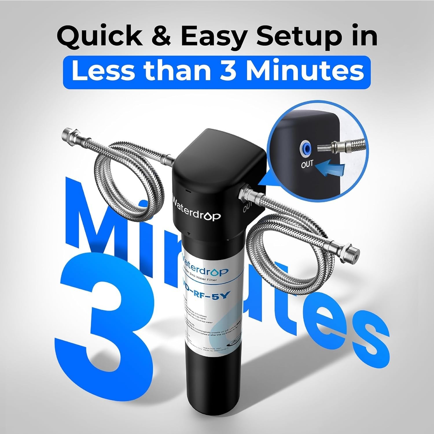 Waterdrop UA-5Y 5-Year Under Sink Water Filter System, Ultra Long Life