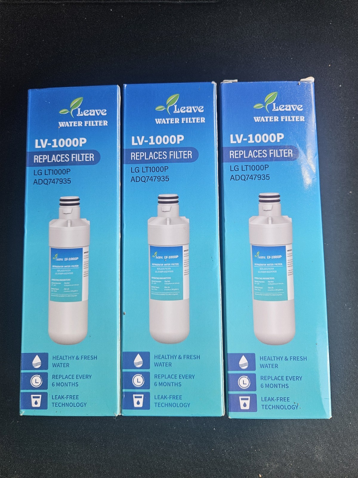 3 Pack Refrigerator Water Filter Replacement for LG LT1000P ADQ747935 200 Gallon