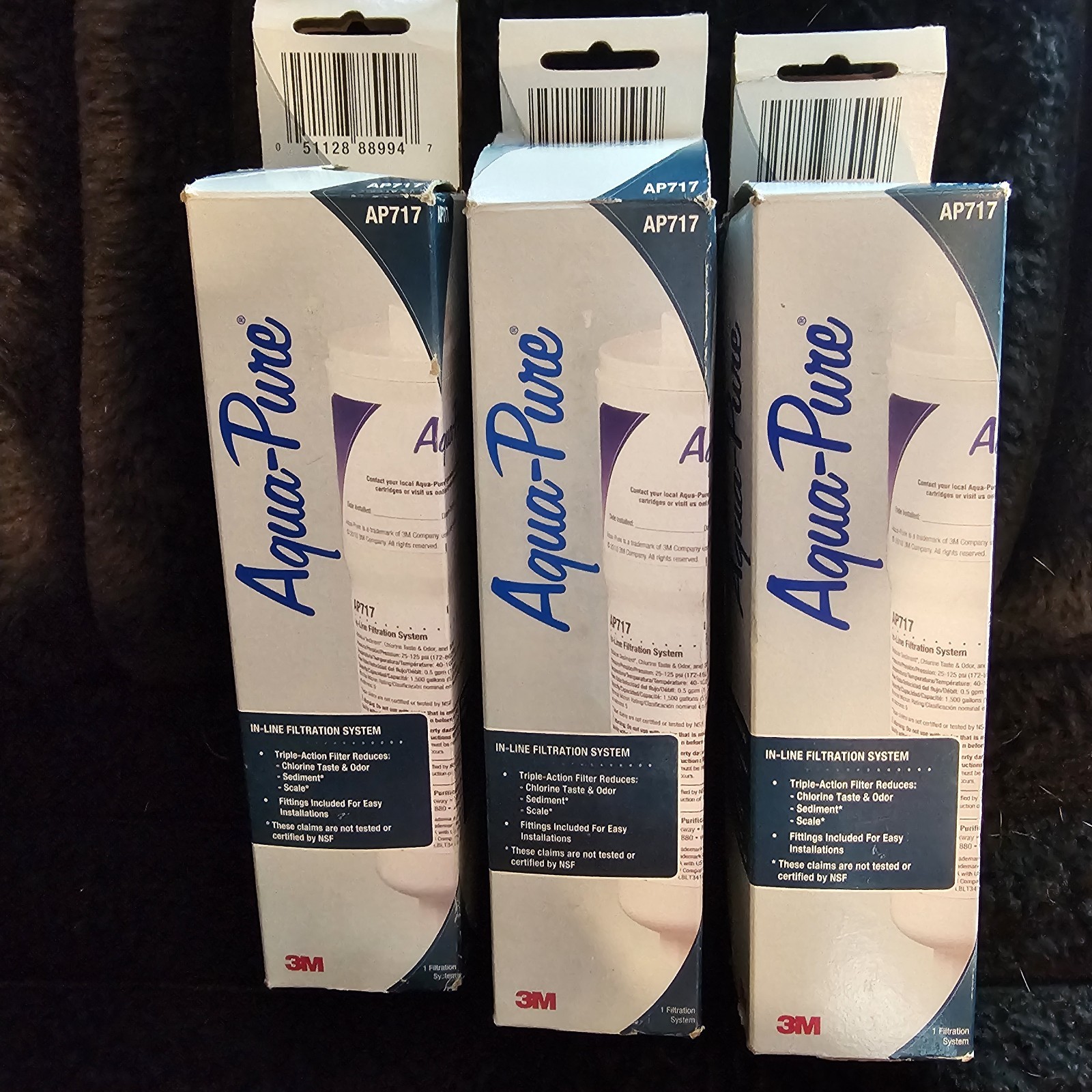 3 PACK 3M Aqua-Pure AP717 5 Micron Inline Carbon Water Filter **NO FITTINGS**
