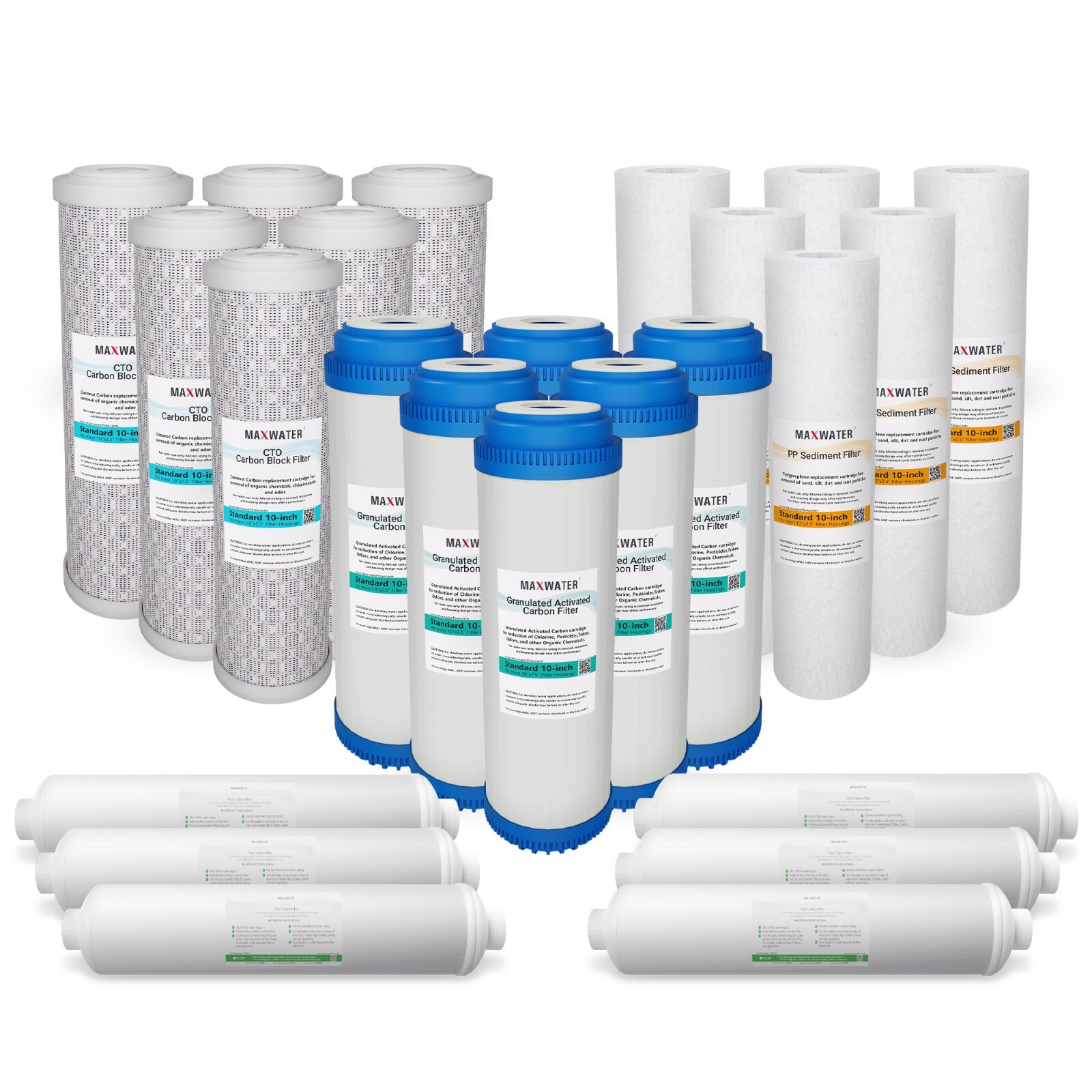 RO Reverse Osmosis 24 Sediment CTO GAC Inline Coconut Shell Carbon Water Filter