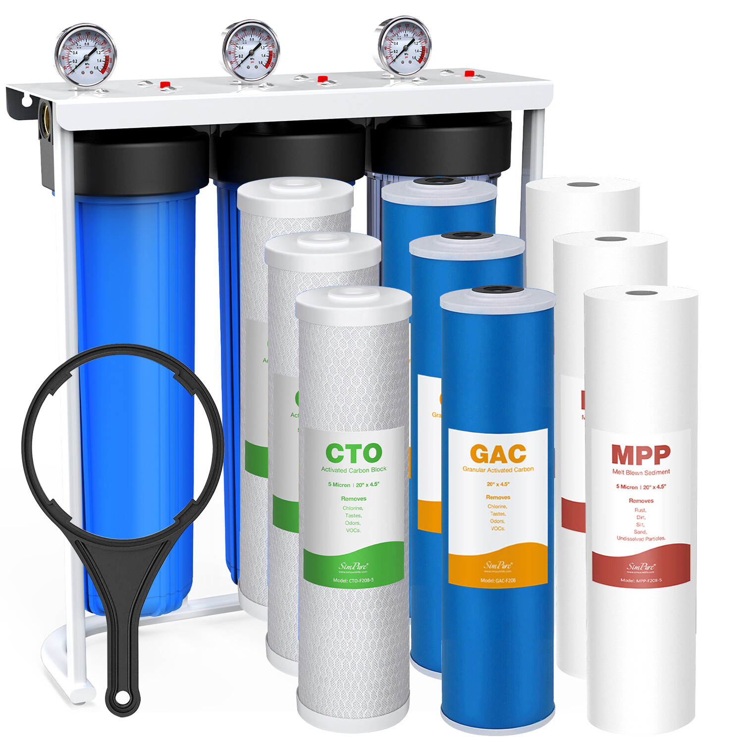 Big Blue Whole House Water Filter System 20″x4.5″ Sediment Filter 100000 Gal