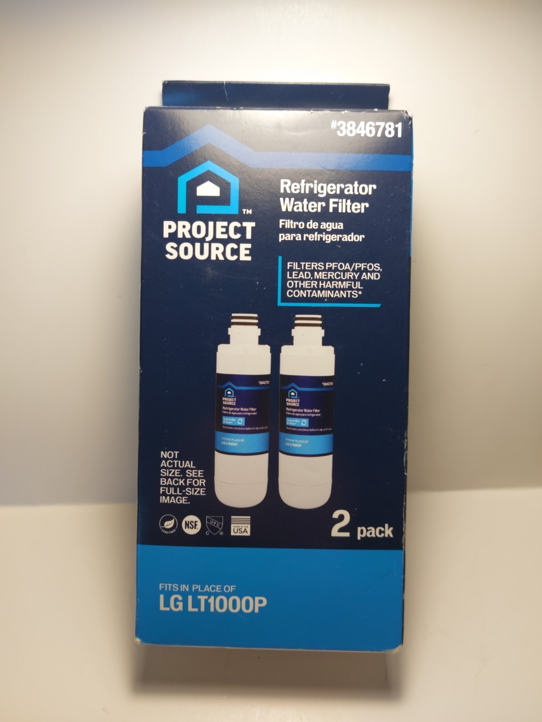 ^ Project Source Twist-in Refrigerator Water Filter Fits LG LT1000P 2-Pack