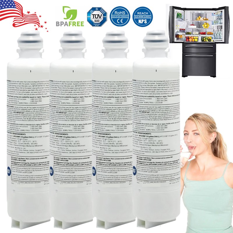 4PCS For Bosch Ultra Clarity Pro BORPLFTR50 Refrigerator Water Filter WFC100MF