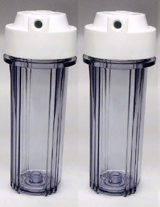 2 x 10″ RO Water Filter Purple Clear housing 1/4″ NPT with double O ring