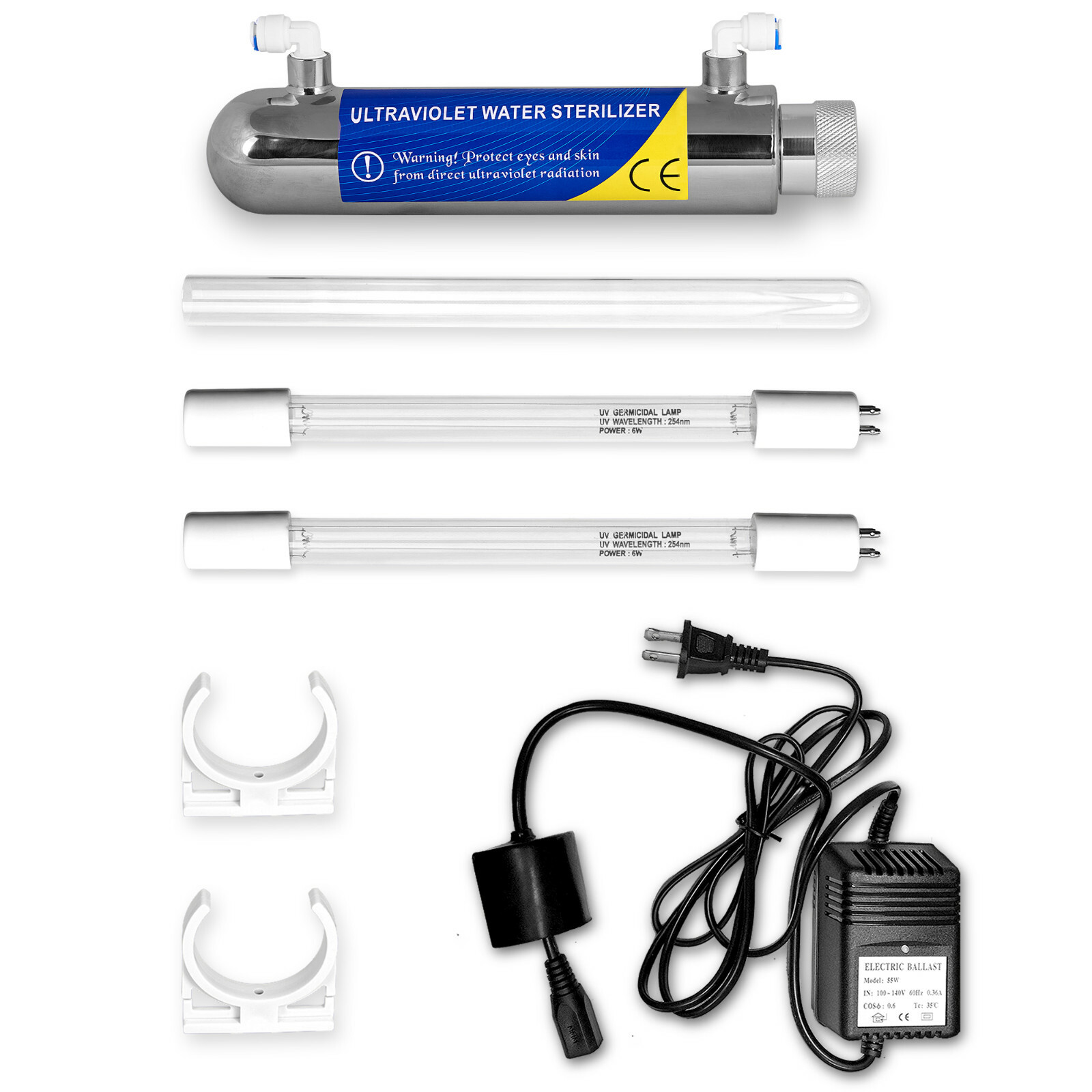 Ultraviolet Light Water Purifier Whole House Sterilizer 6W 1GPM 1 Extra Bulb