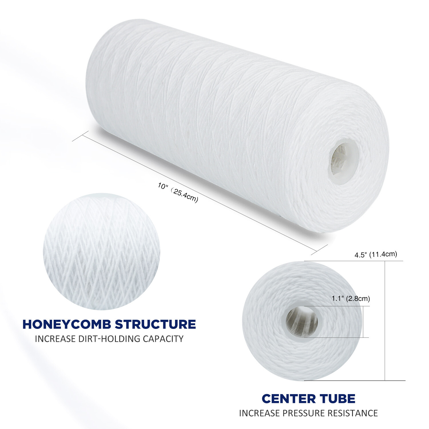 6 Pack 10″ x 4.5″ String Wound Sediment Water Filter for Big Blue 1/5/10 Micron