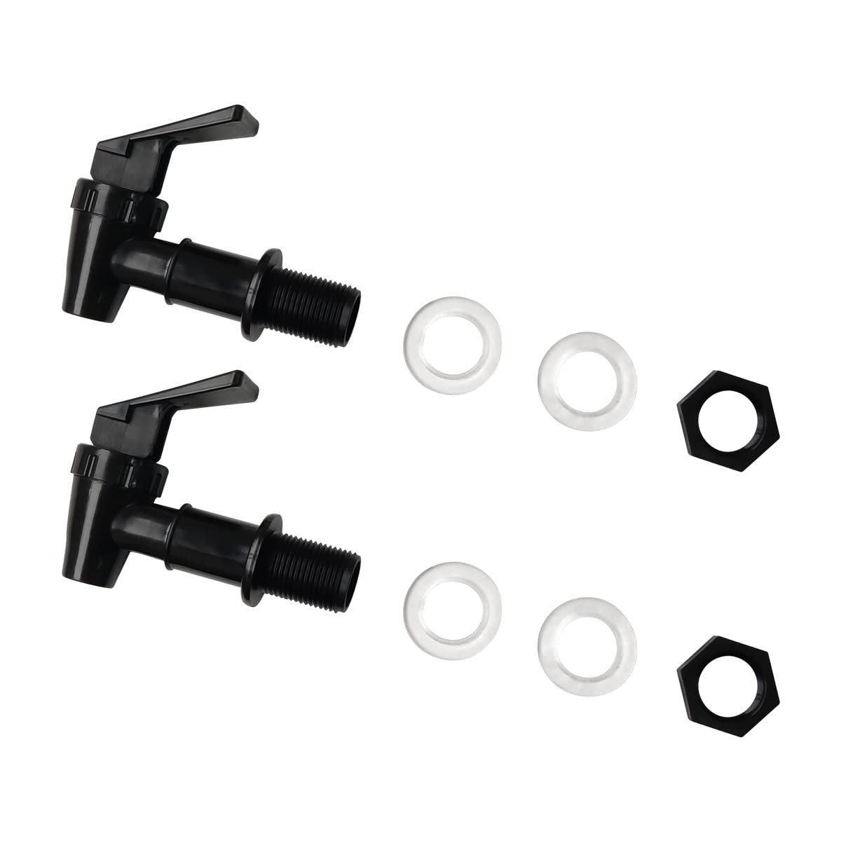 2 Pcs Replacement Cooler Faucet, Reusable Spigot Spout 8 Piece Set, Black