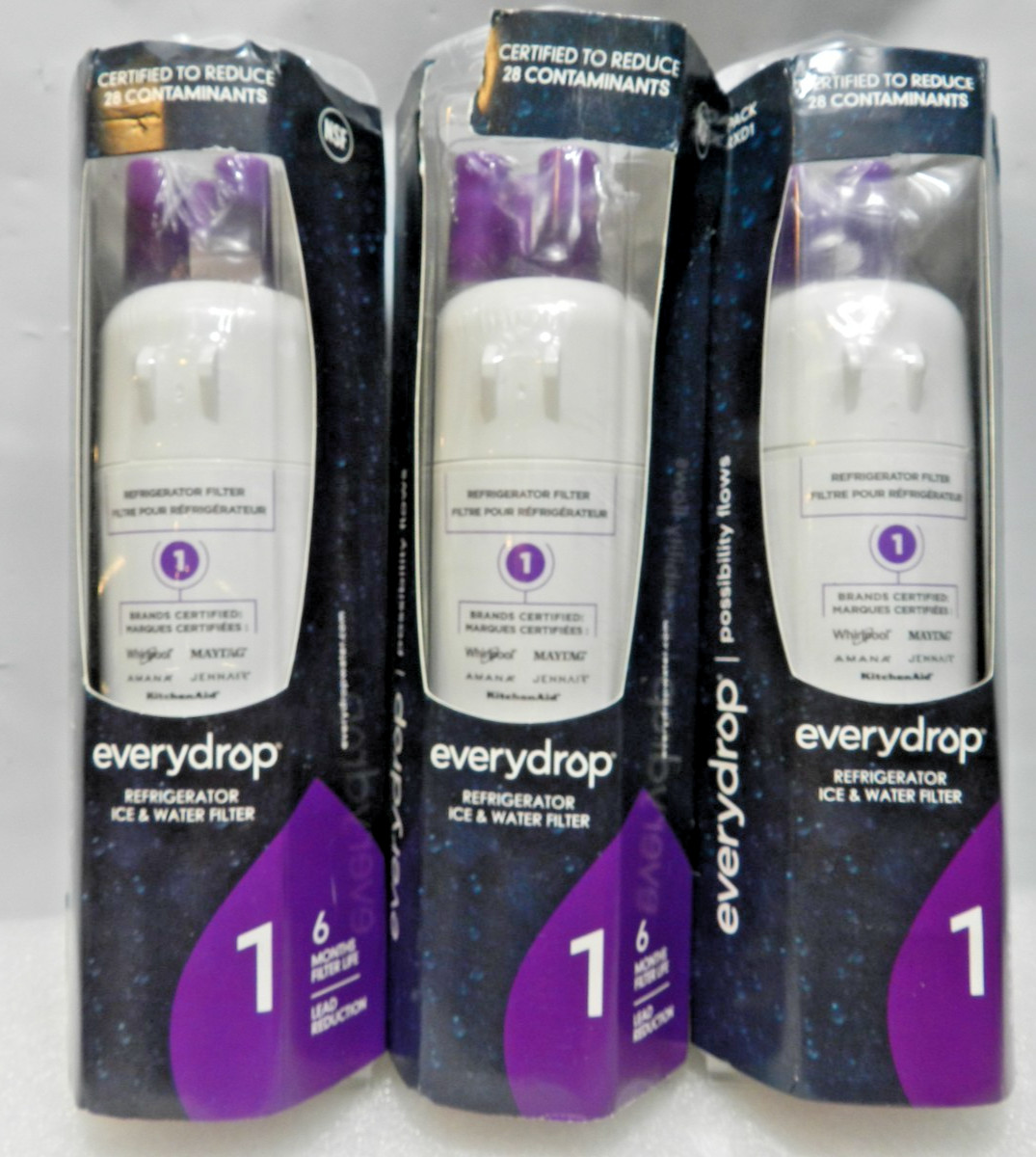 3 PACK ΕDR1RXD1 Refrigerator Water Filters 1 Replacement (M54K)