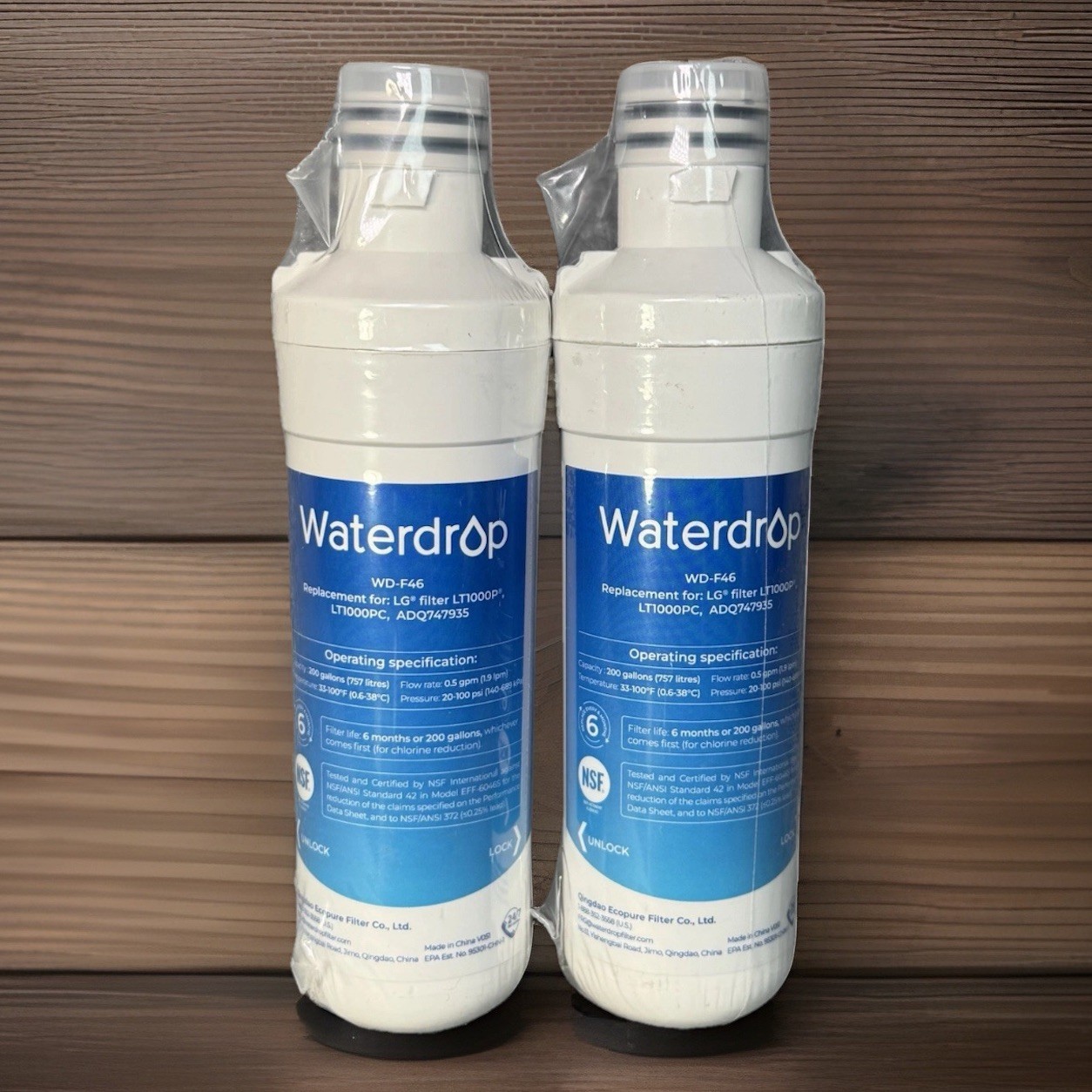 NEW 2 pack Waterdrop Replacement Filter For LG Model: WD-F46 Sealed