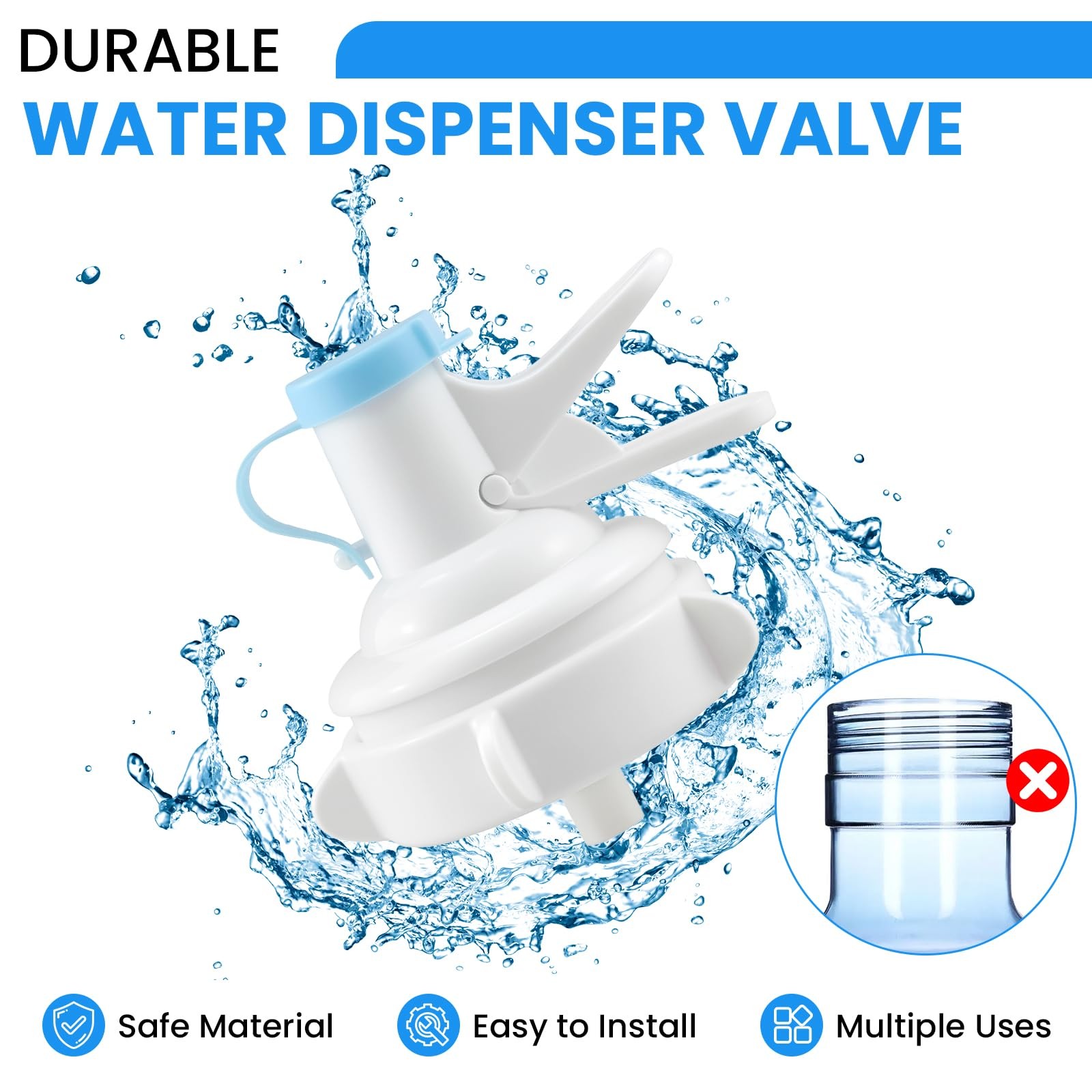 Water Dispenser Valve Reusable Bucket Jug Plastic Spigot White and Blue