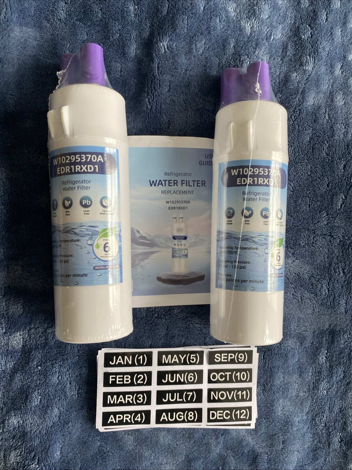 LOT OF 2 UNBRANDED NEW W10295370A EDR1RXD1 FRIDGE REPLACEMENT FILTERS