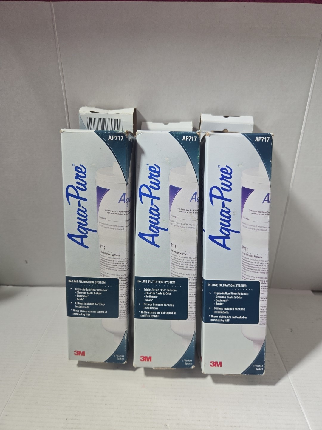3-Pack Aqua-Pure AP717 Inline Water Filter for Refrigerator NEW