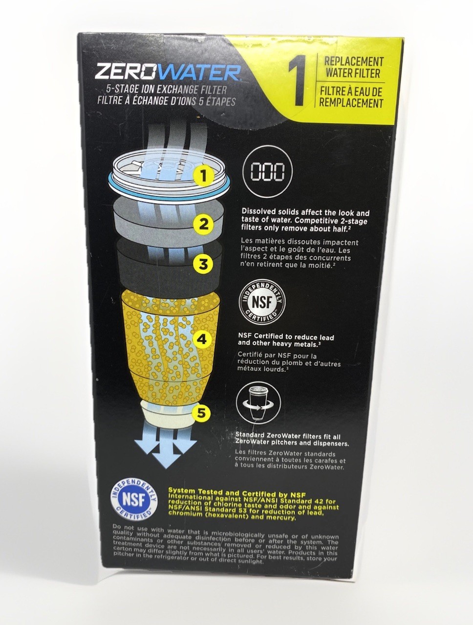 ZeroWater Replacement Filters 1-Pack BPA-Free, 5 Stage, New in Box, Water Filter